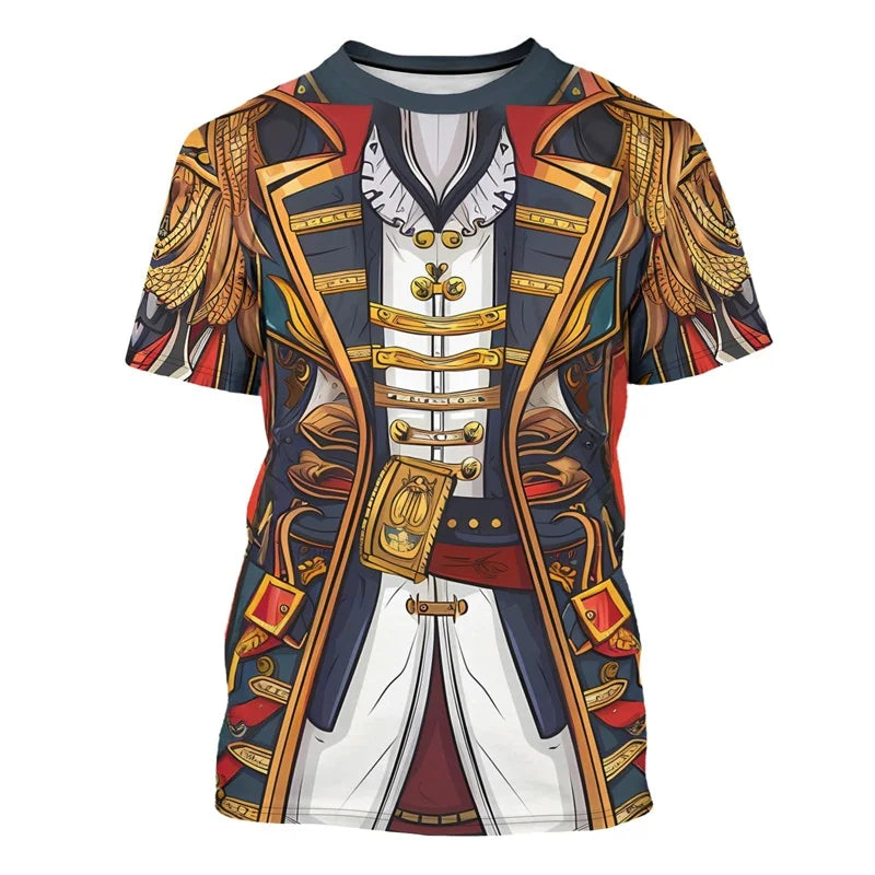 THE Pirate Captain Graphic T-Shirt For Men Funny Cosplay Costume Crewneck Short Sleeve Tuxedo T-Shirt Tee New In Casual Tee Top