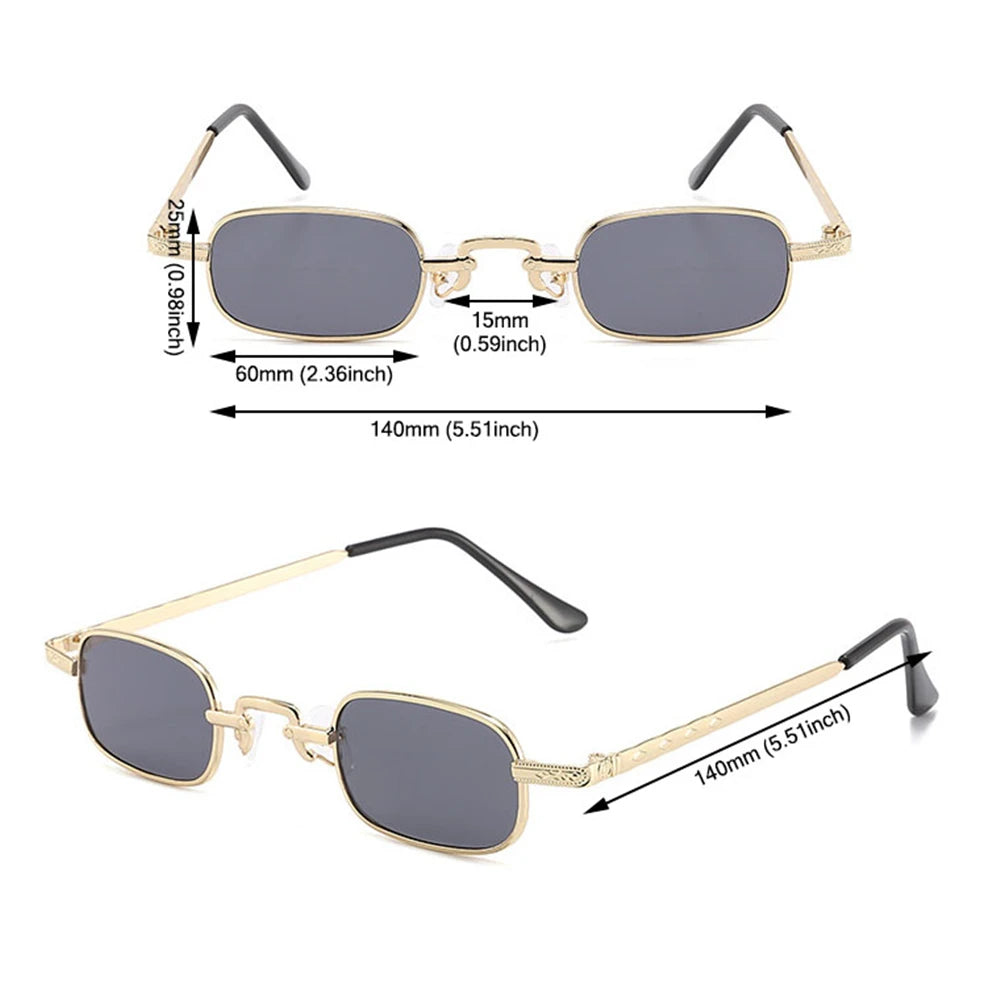 Retro Rectangle Sunglasses Women Brand Designer Small Metal Frame Square Punk Sun Glasses Men Fashion Vintage Oculos De Sol