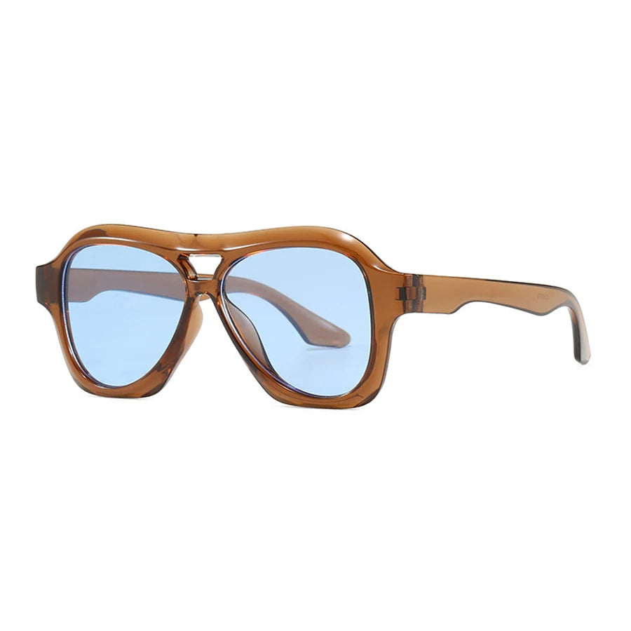 Retro Double Beam Sunglasses Women Brand Designer Glasses New Ins Fashion Personalized Gradient Eyewear Men Eyeglasses UV400