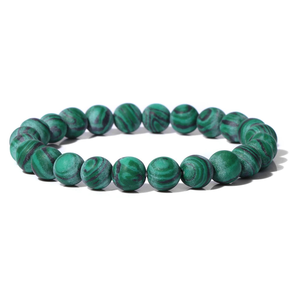 8mm Black White Natural Stone Bracelet Handmade Matte Opal Beaded Bracelets Energy Yoga Male Bracelet for Men Women Jewelry Gift