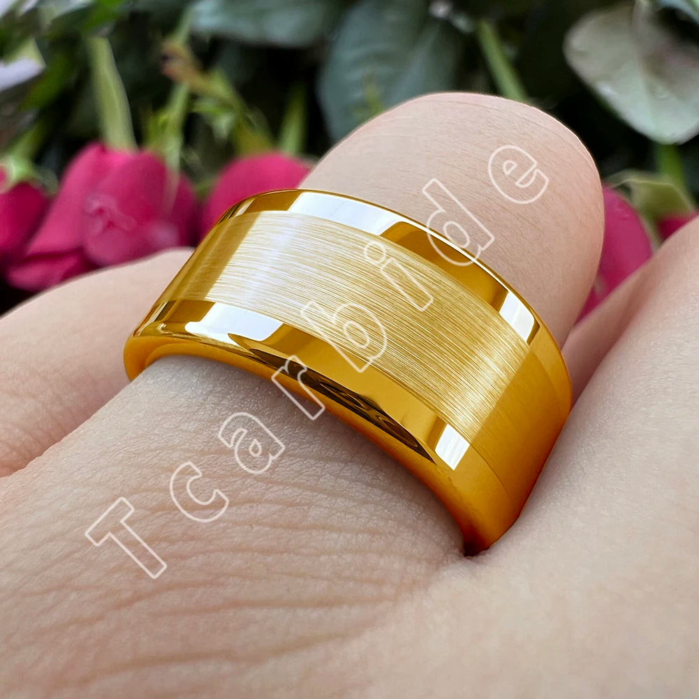 TCarbide 10mm 12mm Mens Big Finger Ring Tungsten Engagement Wedding Band Polished Brushed Multicolor Available Comfort Fit