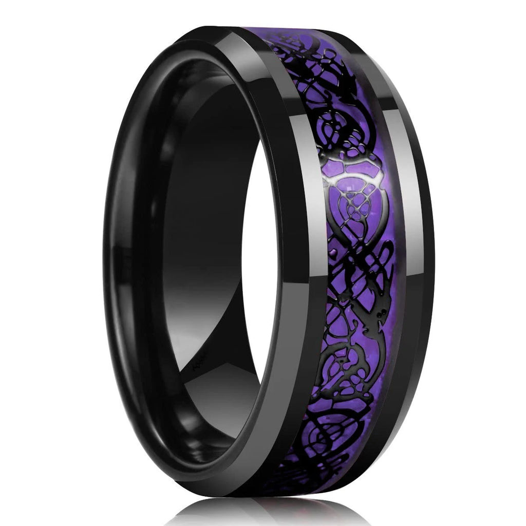 Gold Color Carbon Fiber Inlay Rings For Men, Luxury 8MM Men Gold Color Stainless Steel Rings, Wedding Band Jewelry Drop Shipping