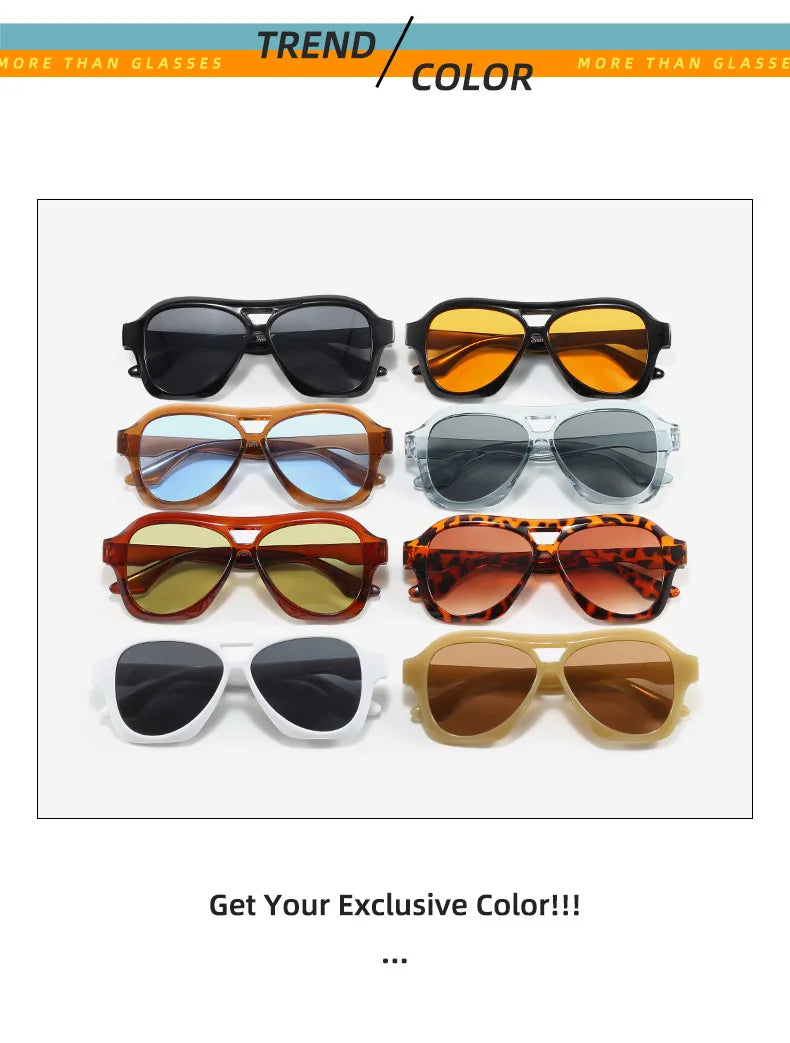 Retro Double Beam Sunglasses Women Brand Designer Glasses New Ins Fashion Personalized Gradient Eyewear Men Eyeglasses UV400