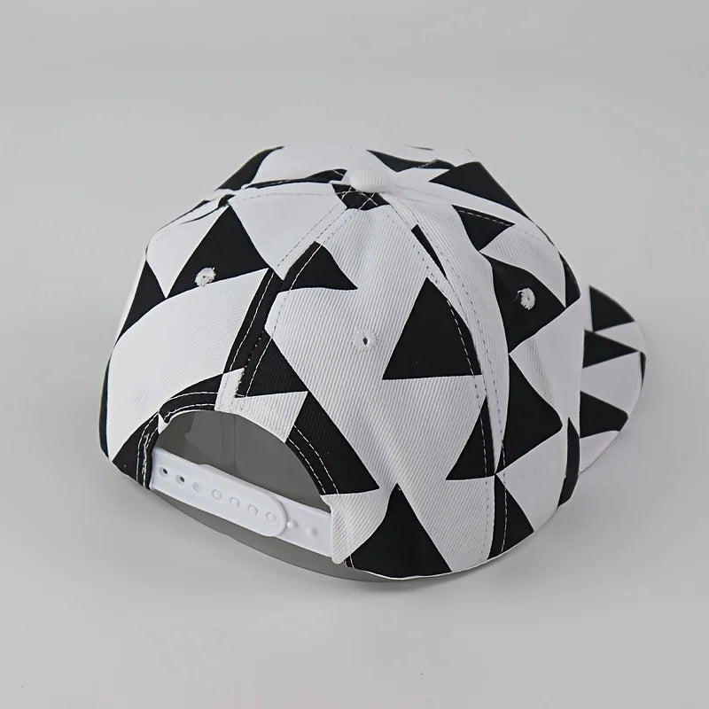 1PC DOPE fabric triangle block print street dance hip-hop hat trend flat edge baseball hat men's and women's