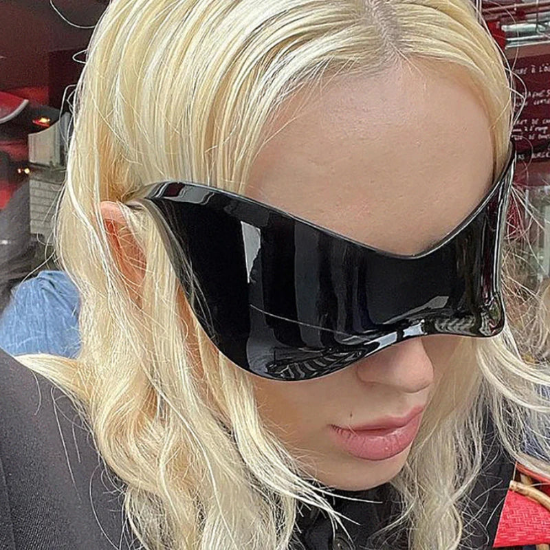 Cycling New Oversized Y2K Punk Rimless Sunglasses Women Men Brand Designer Hip Hop Sport One Piece Sun Glasses Shades Goggles