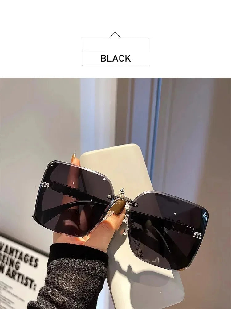 QVQV Luxury Designer Square Sunglasses Women High Quality Letters Sun Glasses Ladies Vintage Trendy Driving Eyewear Gafas De Sol