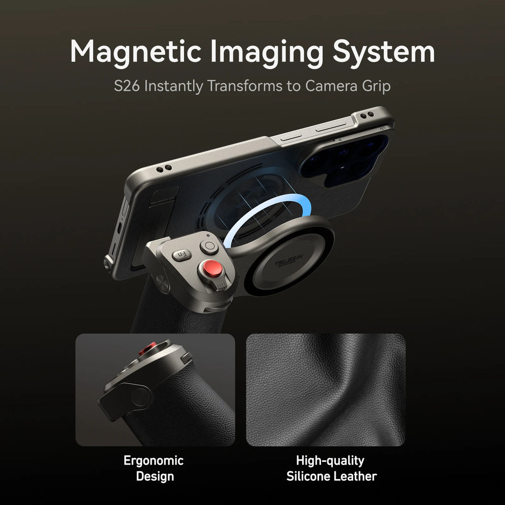 TELESIN Master Grip Kit for SAMSUNG S26 Ultra Magnetic Phone Camera Grip 3200mAh Battery Wireless Charging ND Filter Fill light
