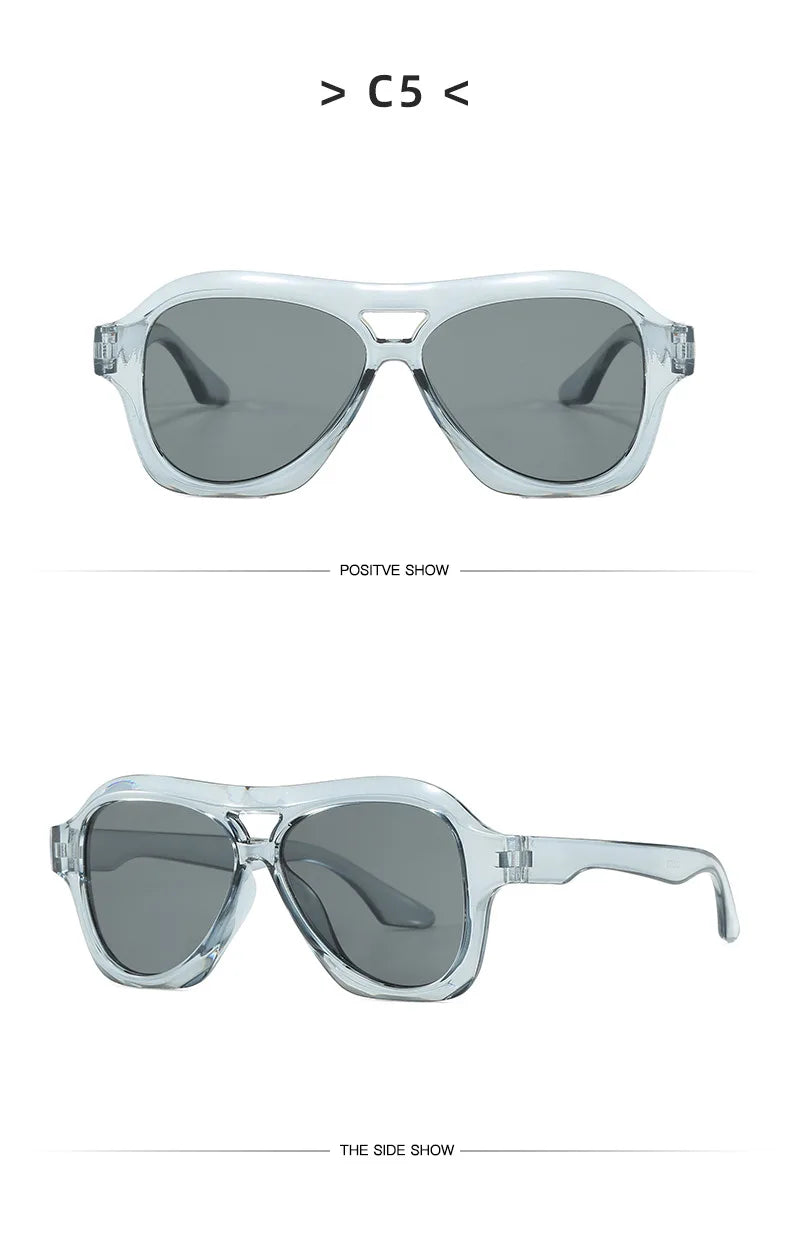 Retro Double Beam Sunglasses Women Brand Designer Glasses New Ins Fashion Personalized Gradient Eyewear Men Eyeglasses UV400