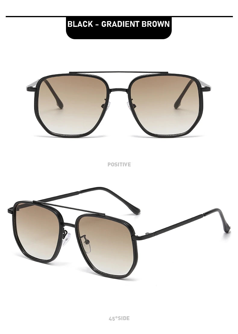 New Square Sunglasses Retro Sun Glasses For Driving Fashionable Double-bar Sun Protection Glasses For Women And Men 2549