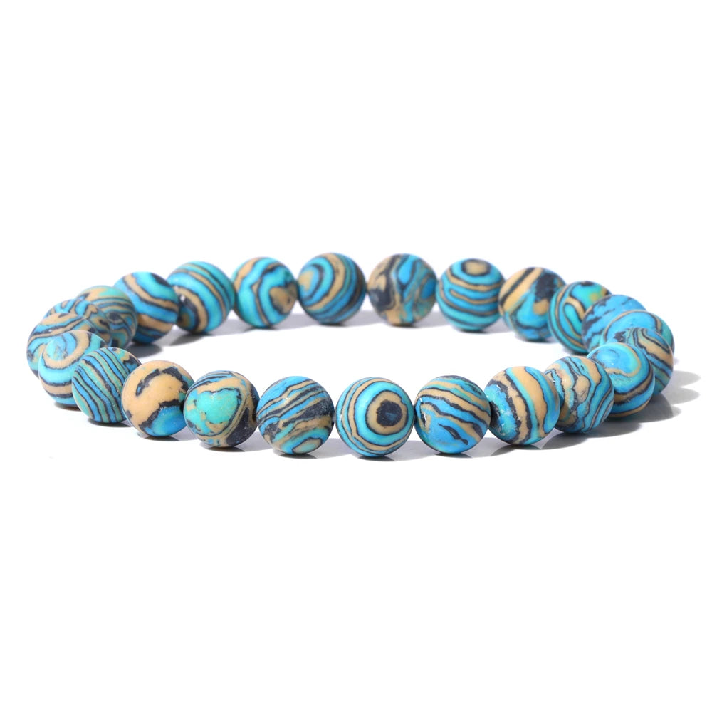 8mm Black White Natural Stone Bracelet Handmade Matte Opal Beaded Bracelets Energy Yoga Male Bracelet for Men Women Jewelry Gift