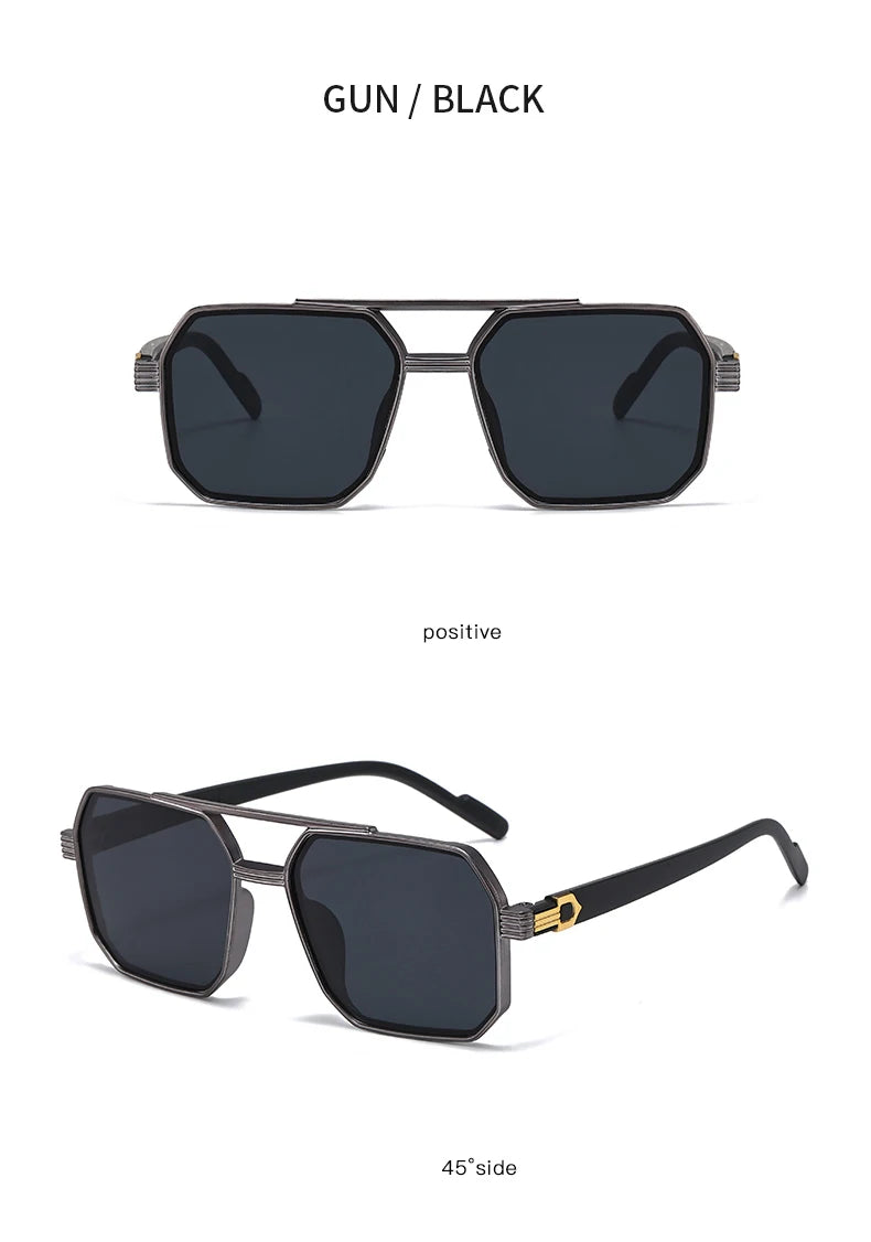 Hiking New Fashion Double Beam Polygonal Anti Light Glasses Retro Personalized Trendy Large Frame Eyewear European and American
