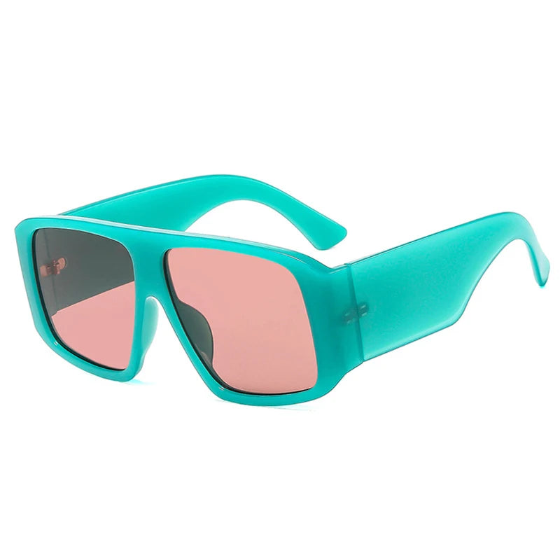 SO&EI Fashion Square Sunglasses Women Clear Gradient Shades UV400 Retro Men Wide Legs Trending Punk Sun Glasses