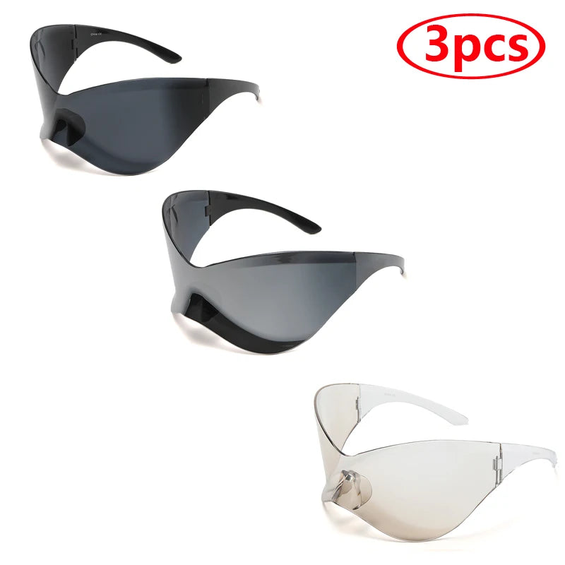 Cycling New Oversized Y2K Punk Rimless Sunglasses Women Men Brand Designer Hip Hop Sport One Piece Sun Glasses Shades Goggles