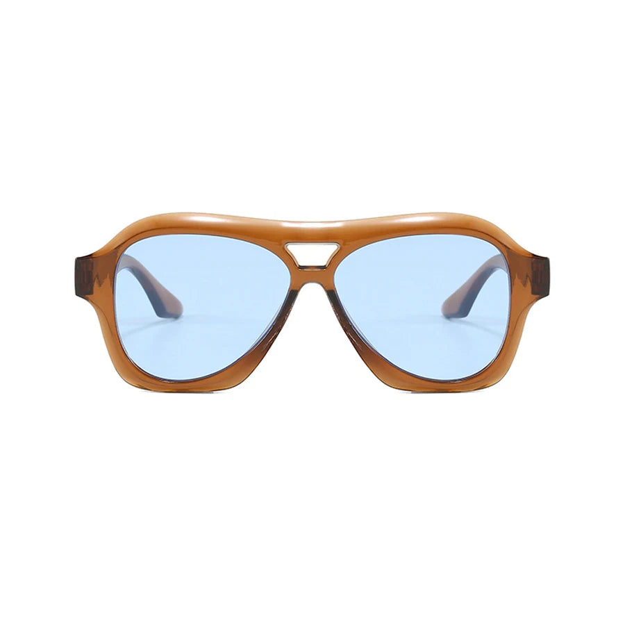 Retro Double Beam Sunglasses Women Brand Designer Glasses New Ins Fashion Personalized Gradient Eyewear Men Eyeglasses UV400