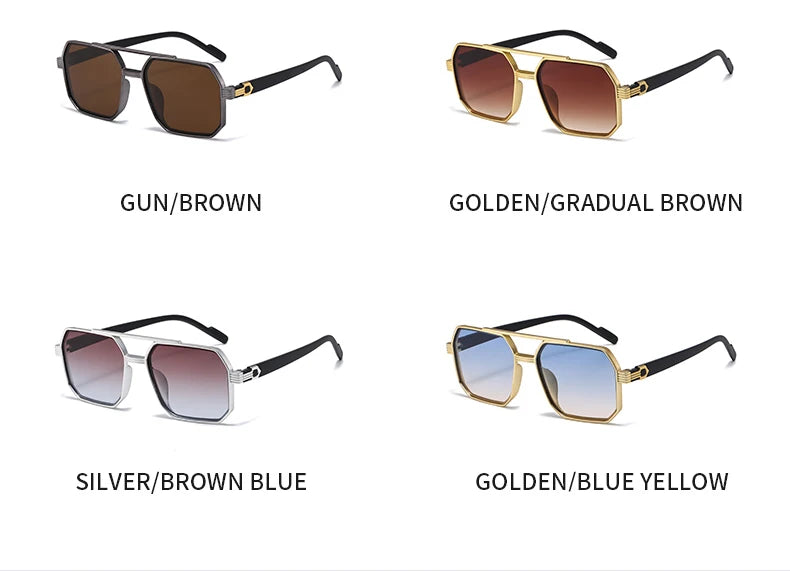 Hiking New Fashion Double Beam Polygonal Anti Light Glasses Retro Personalized Trendy Large Frame Eyewear European and American