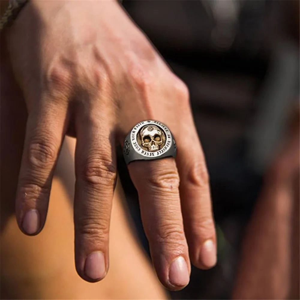 Classic Minimalist Vintage Skull Punk Rock Hip Hop Trend Men's Ring Boys Birthday Street Niche Party Birthday GiftBanquetJewelry