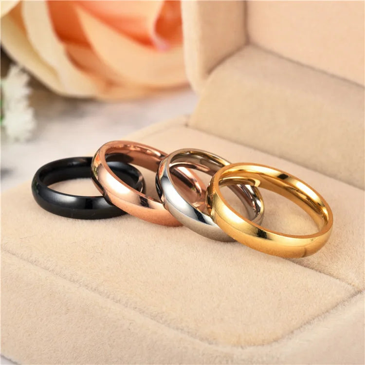 Simple 2mm 4mm 6mm Titanium Ring Women Men Prevent Allergy High Polished Wedding Rings Stainless Steel Couple Finger Jewelry