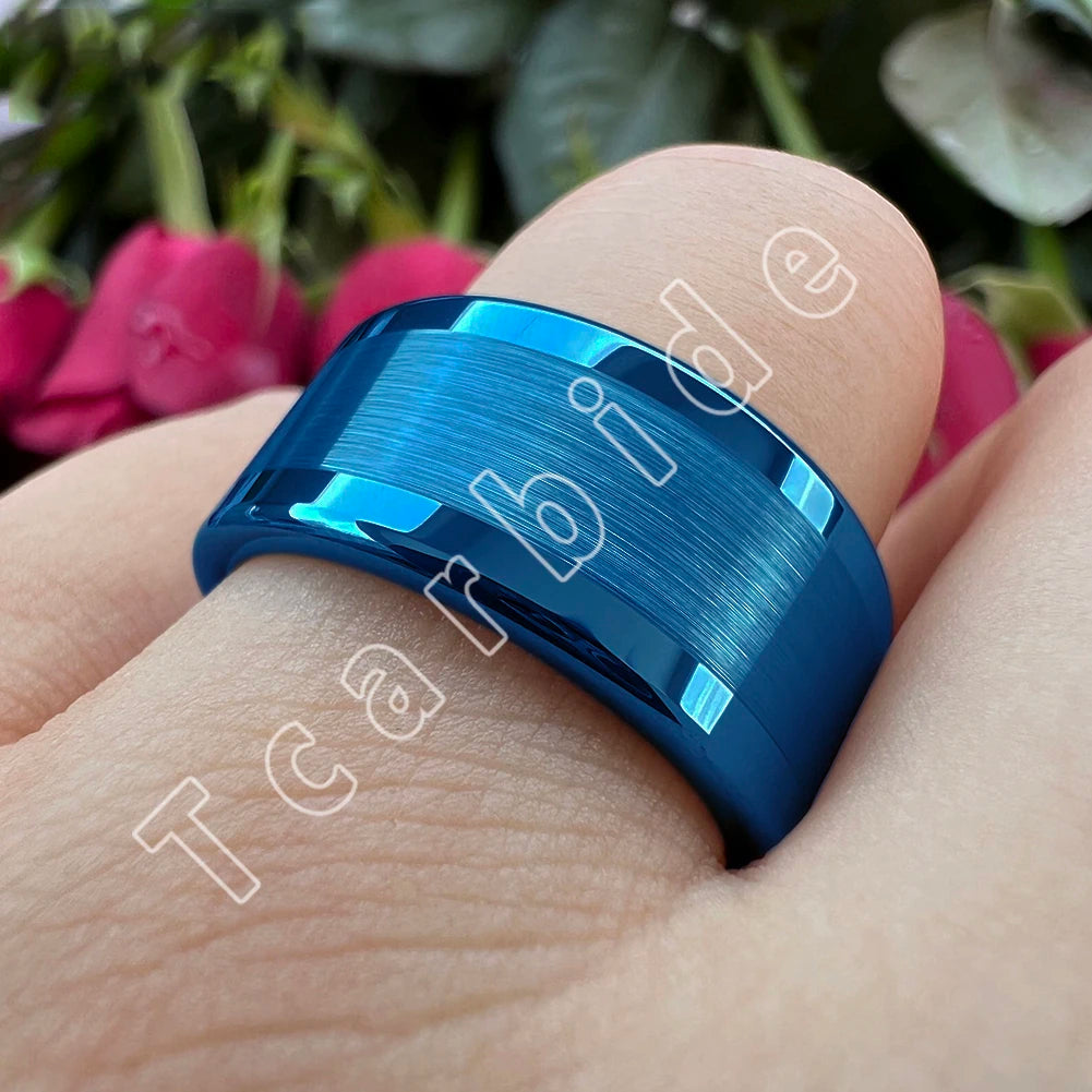 TCarbide 10mm 12mm Mens Big Finger Ring Tungsten Engagement Wedding Band Polished Brushed Multicolor Available Comfort Fit