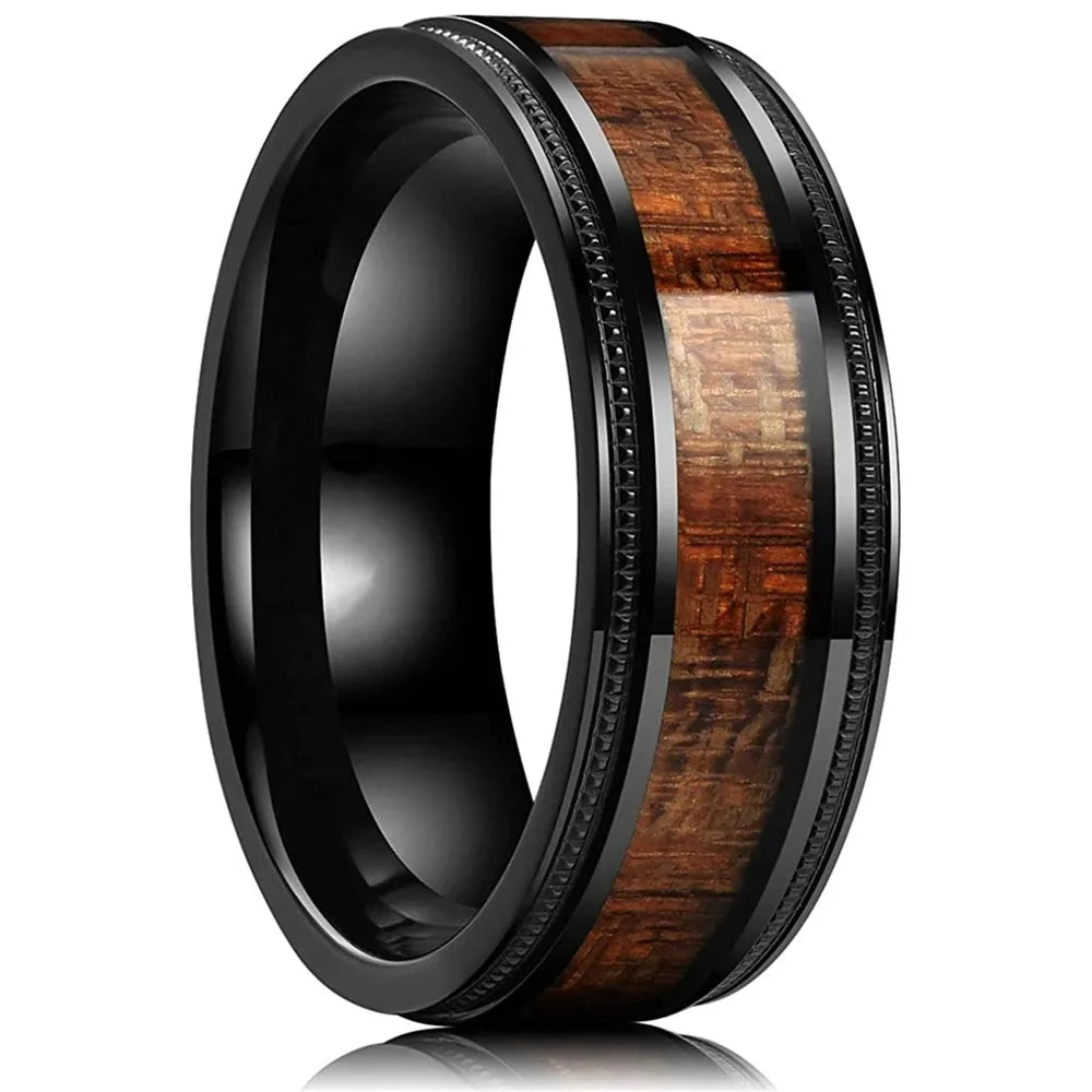 Fashion 8MM Gold Color Men Stainless Steel Ring Pink Abalone Shell Inlay Rings For Men Women Wedding Engagement Jewelry Gift