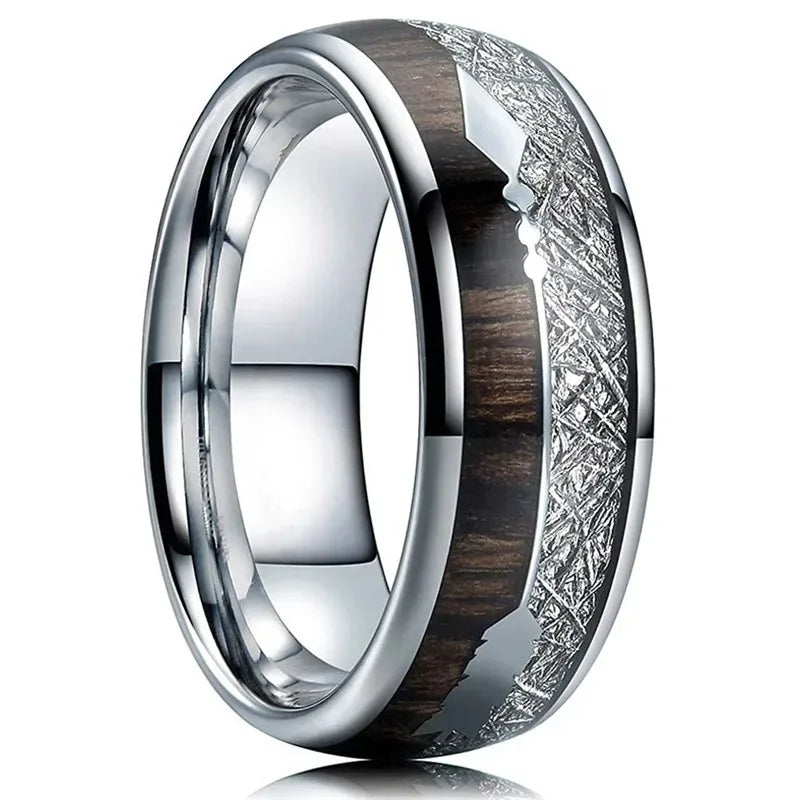 Fashion 8MM Gold Color Men Stainless Steel Ring Pink Abalone Shell Inlay Rings For Men Women Wedding Engagement Jewelry Gift