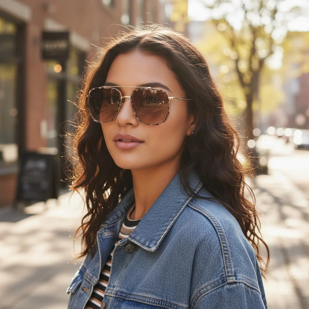 New Square Sunglasses Retro Sun Glasses For Driving Fashionable Double-bar Sun Protection Glasses For Women And Men 2549