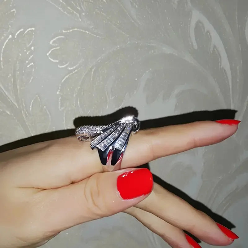 925 Sterling Silver Rings for Wedding Accessories Gorgeous AA Cubic Zirconia Geometric Engagement Party Trendy Jewelry