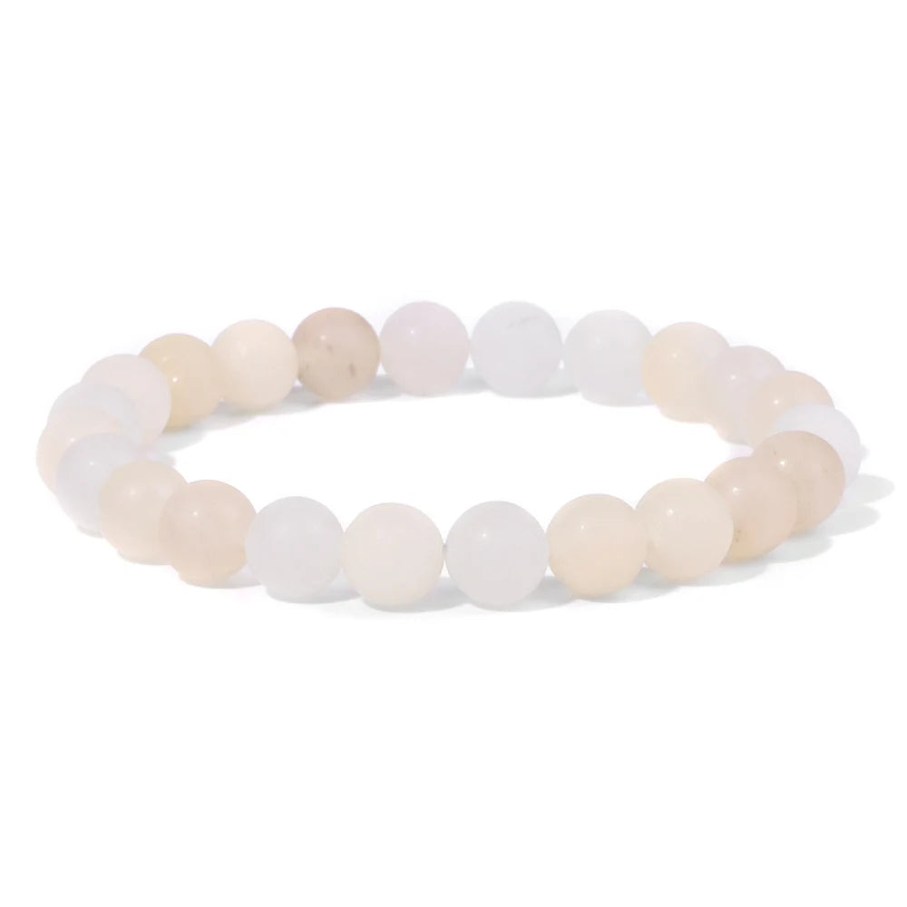 8mm Black White Natural Stone Bracelet Handmade Matte Opal Beaded Bracelets Energy Yoga Male Bracelet for Men Women Jewelry Gift
