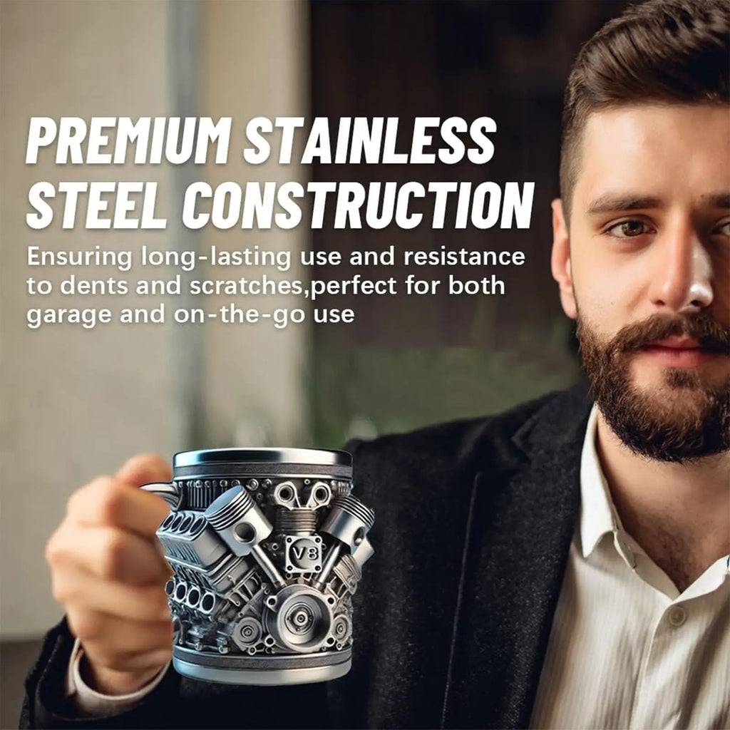 V8 Engines Stainless Steel Coffee Mug Creative Resin Water Cup Funny V6 Engines Wine Cup Coffee Cup Water Container Accessories