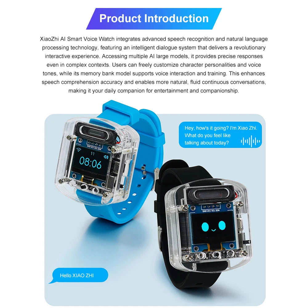 Xiaozhi AI Electronic Voice Watch Kit Artificial Intelligence Conversation ESP32 S3 N16R8 Development Board OLED Screen AI Robot
