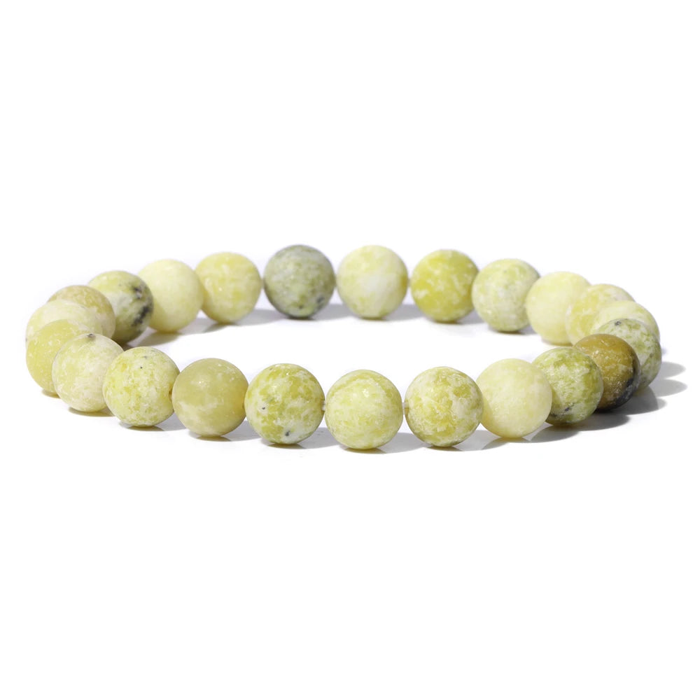 8mm Black White Natural Stone Bracelet Handmade Matte Opal Beaded Bracelets Energy Yoga Male Bracelet for Men Women Jewelry Gift