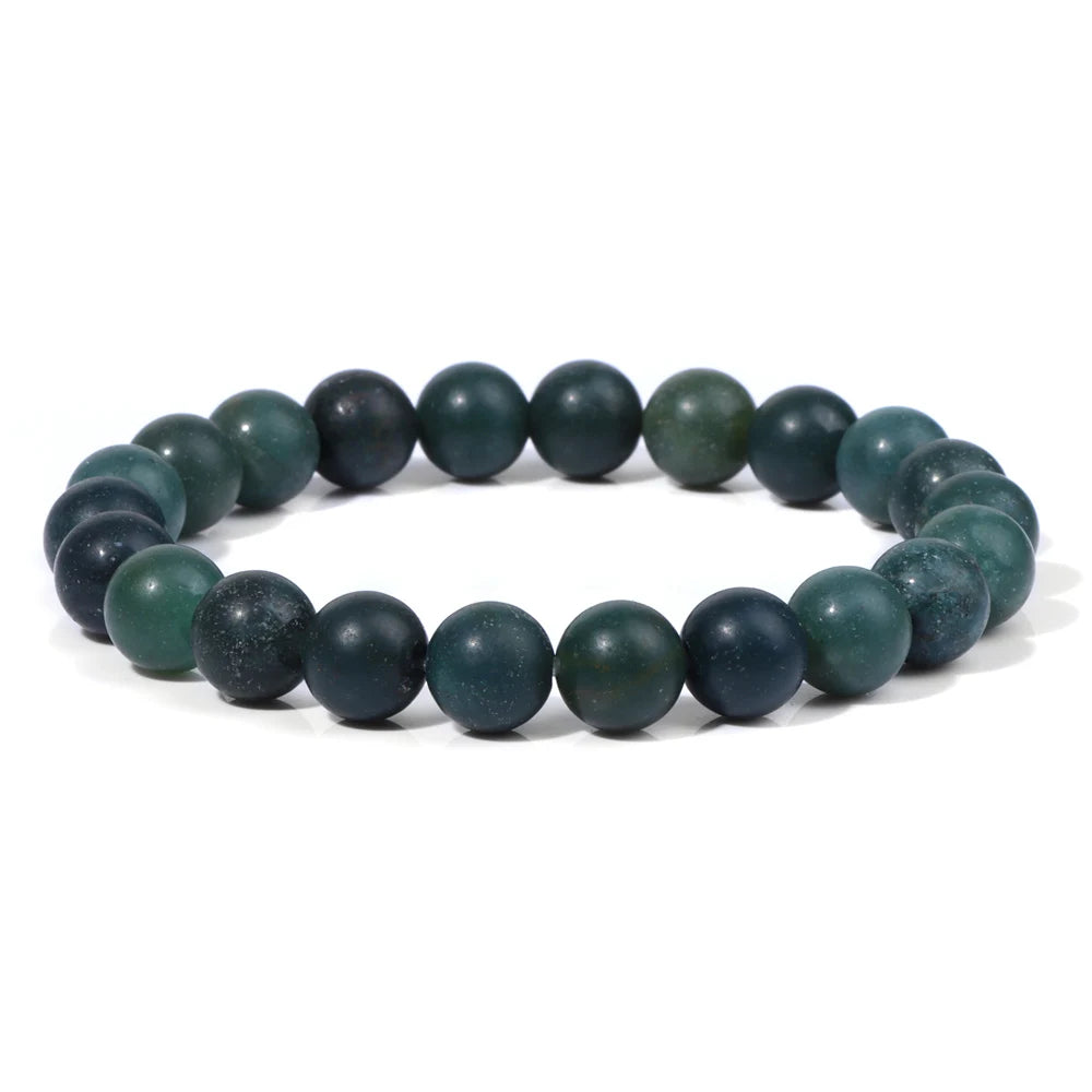 8mm Black White Natural Stone Bracelet Handmade Matte Opal Beaded Bracelets Energy Yoga Male Bracelet for Men Women Jewelry Gift