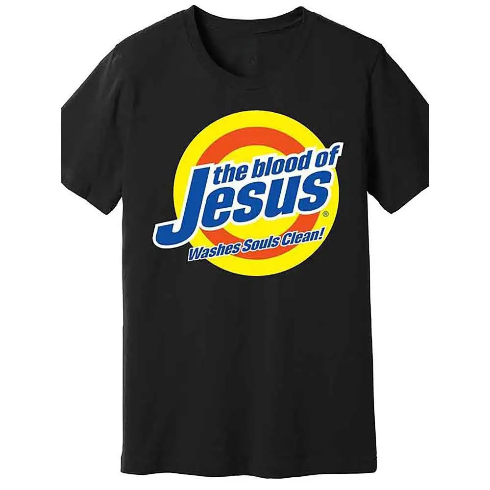 The Blood of Jesus Cleanses the Soul, Premium T-Shirt 230265 Fun Men's Short Sleeve Printed T-Shirt, Suitable as a holiday gift