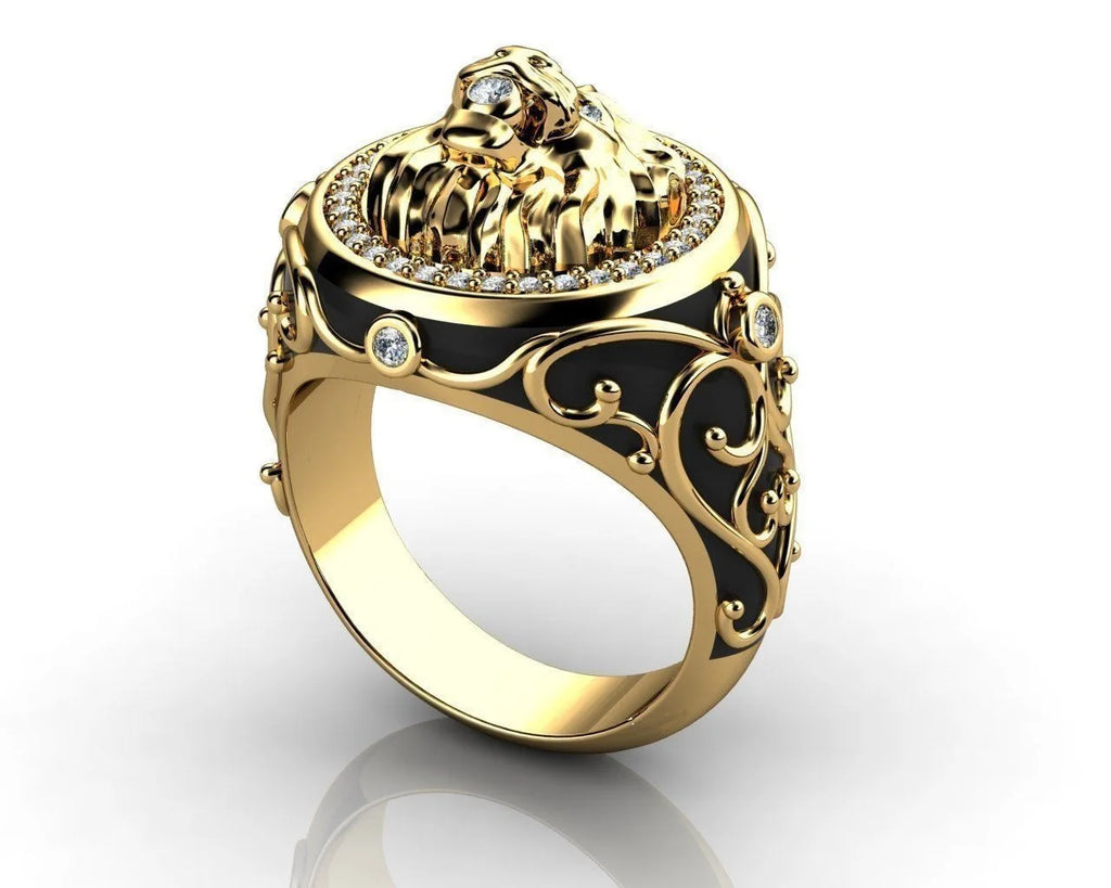 S925 Creative Lion Head Medusa Ring for Men Inlaid with Zircon Fashion Domineering Rings Female Punk Style Jewelry Gifts