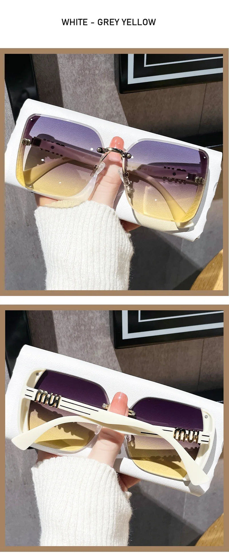 QVQV Luxury Designer Square Sunglasses Women High Quality Letters Sun Glasses Ladies Vintage Trendy Driving Eyewear Gafas De Sol