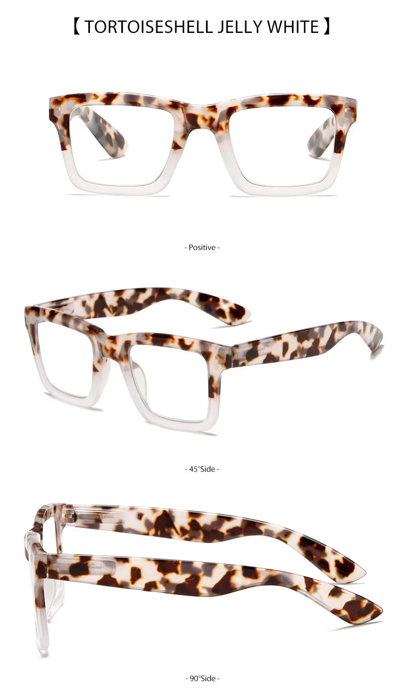 Anti Blue Light Reading Glasses for Man Woman Square Full Frame Retro Design Presbyopia Spectacles Lightweight Comfort Fit