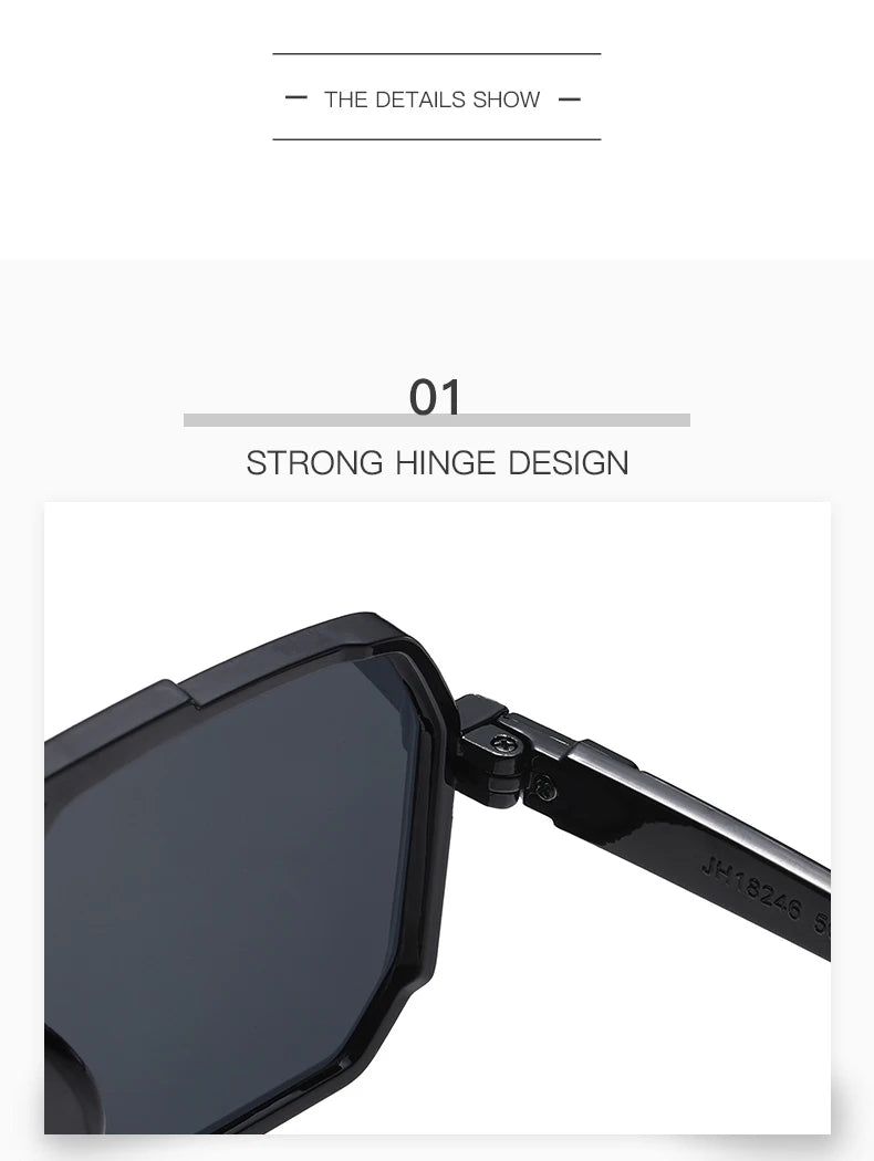 Hiking New Fashion Double Beam Polygonal Anti Light Glasses Retro Personalized Trendy Large Frame Eyewear European and American