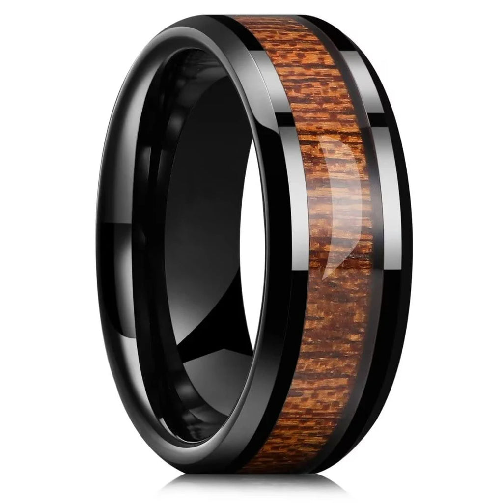 Fashion 8MM Gold Color Men Stainless Steel Ring Pink Abalone Shell Inlay Rings For Men Women Wedding Engagement Jewelry Gift
