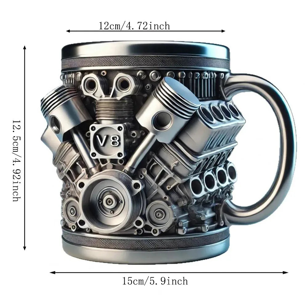 V8 Engines Stainless Steel Coffee Mug Creative Resin Water Cup Funny V6 Engines Wine Cup Coffee Cup Water Container Accessories