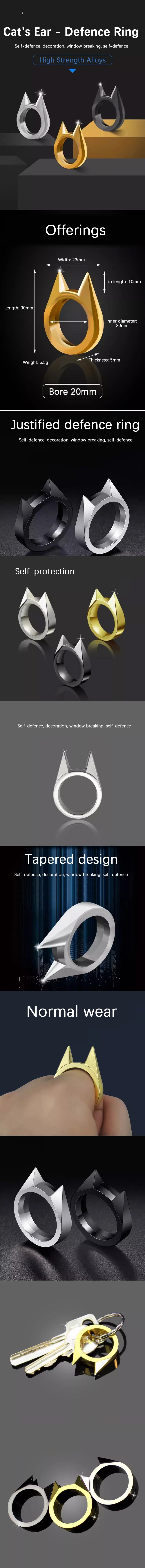 Self-defense cat ear ring window breaker women's anti-wolf men's single finger buckle carry defense spikes finger tiger .