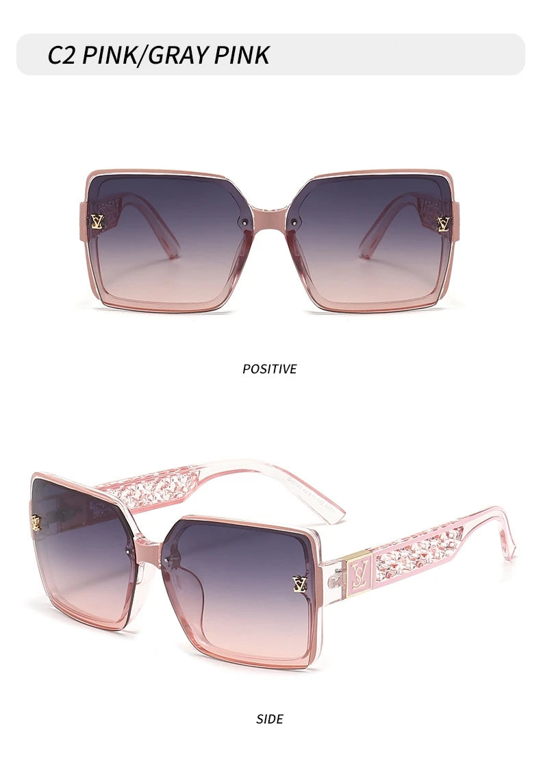 New luxury fashion box sunglasses ladies high sense sunshade sunglasses