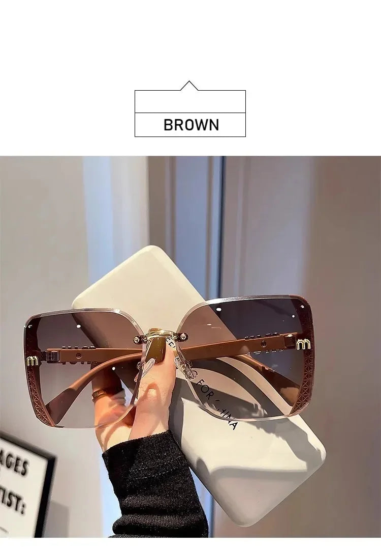 QVQV Luxury Designer Square Sunglasses Women High Quality Letters Sun Glasses Ladies Vintage Trendy Driving Eyewear Gafas De Sol