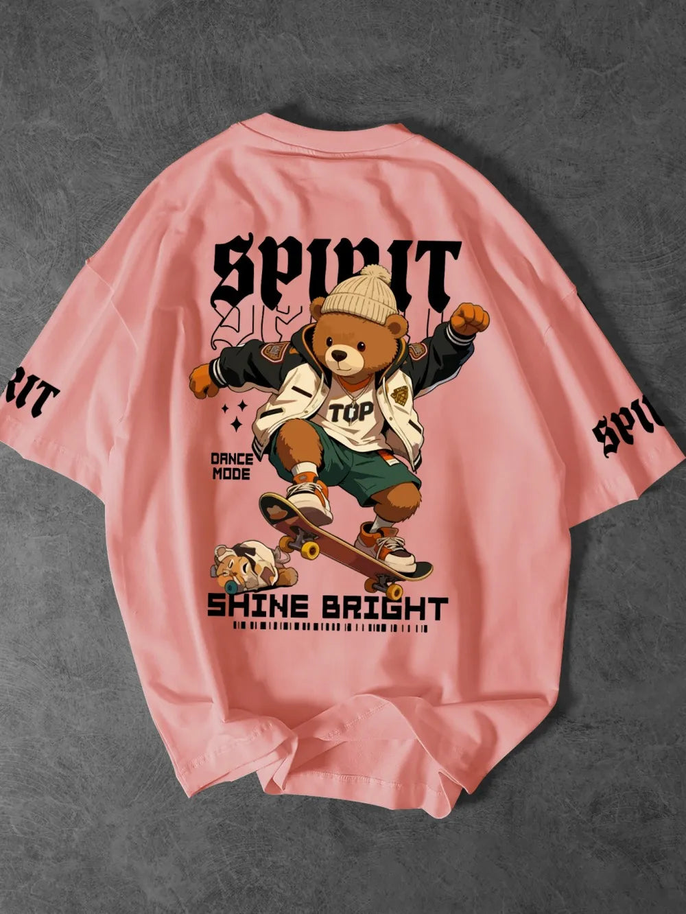 European and American men's summer teddy bear letter print comfortable and breathable round neck T-shirt outdoor street top