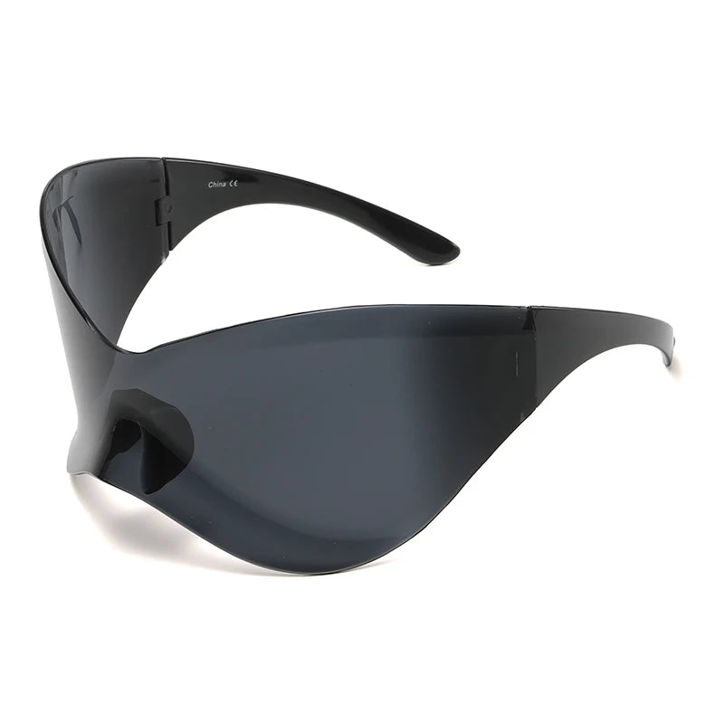 Cycling New Oversized Y2K Punk Rimless Sunglasses Women Men Brand Designer Hip Hop Sport One Piece Sun Glasses Shades Goggles
