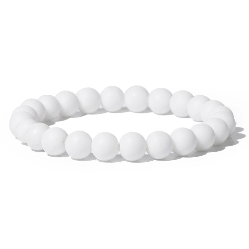 8mm Black White Natural Stone Bracelet Handmade Matte Opal Beaded Bracelets Energy Yoga Male Bracelet for Men Women Jewelry Gift