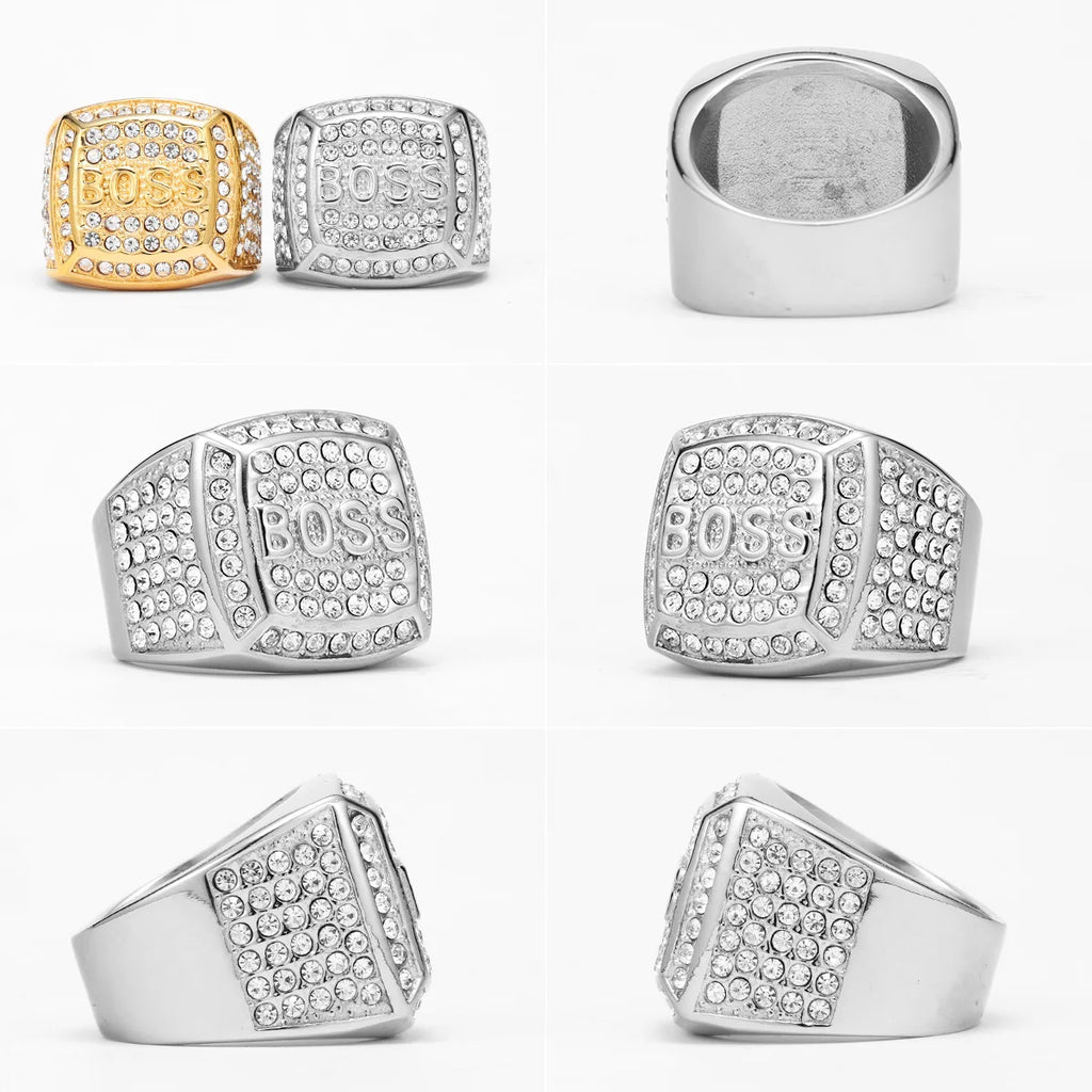 Shiny Gemstone Luxury Stainless Steel Men Rings Punk New In For Male Women Fashion Jewelry Creativity Gift Wholesale Dropshiping