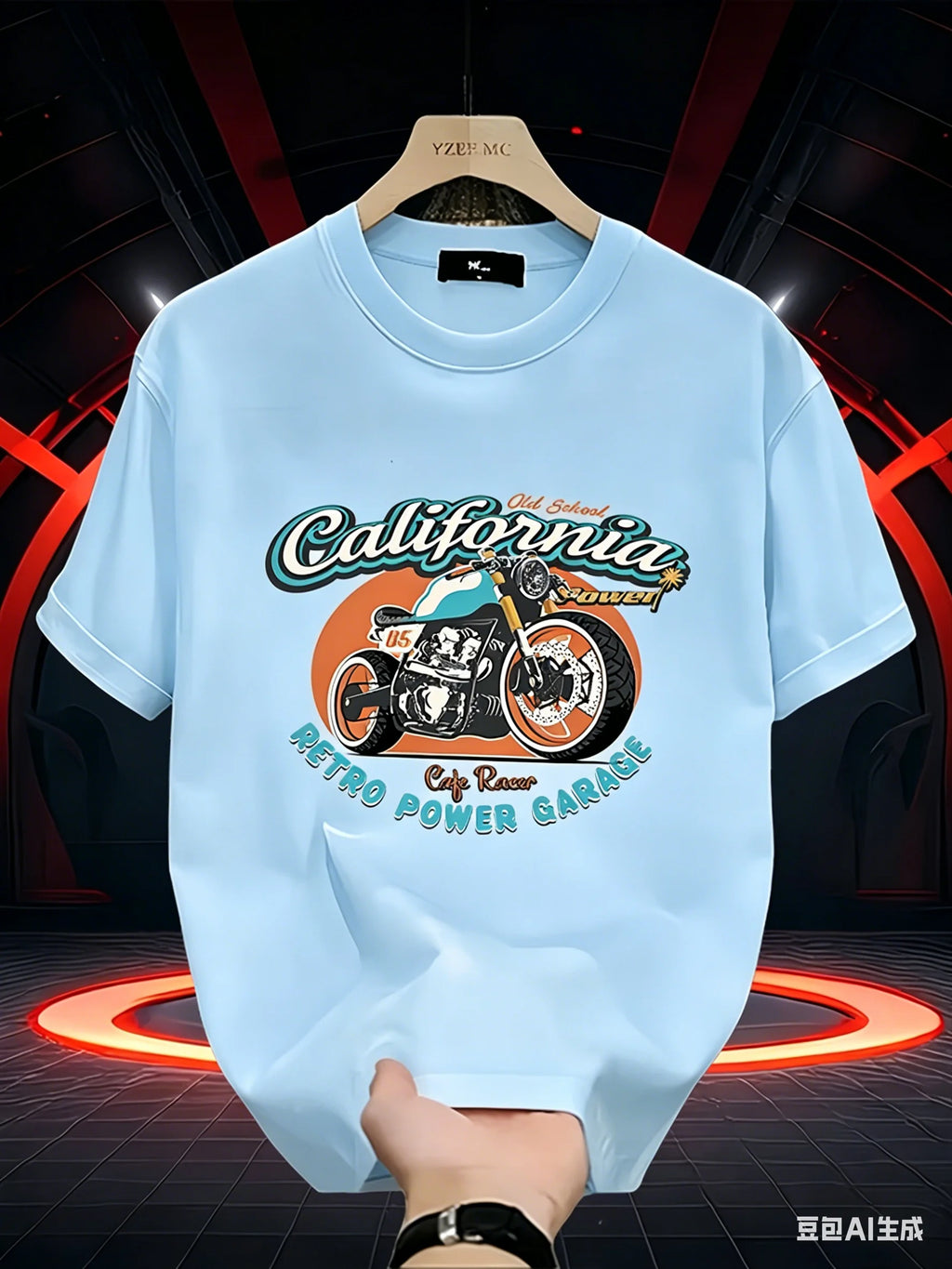 Summer Stylish American-style Men's T-shirt Bear-patterned Letter Print Comfortable Breathable Design Suitable Street Wear