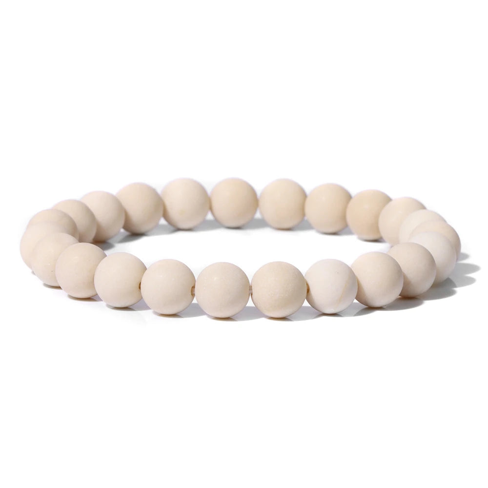 8mm Black White Natural Stone Bracelet Handmade Matte Opal Beaded Bracelets Energy Yoga Male Bracelet for Men Women Jewelry Gift