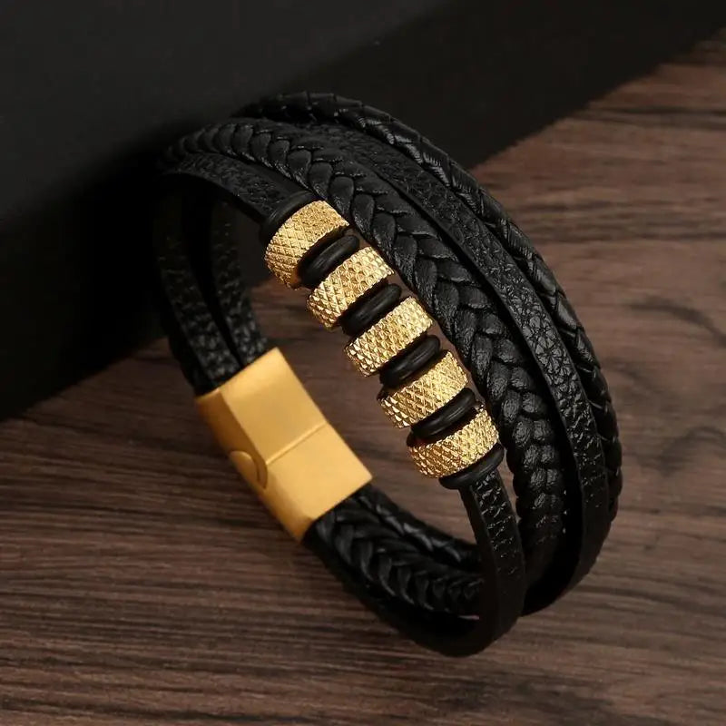 Classic Men's Leather Bracelet New Style Hand-woven Multi-layer Combination Accessory Fashion Man Jewelry