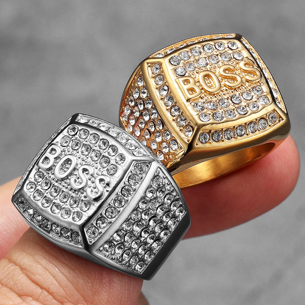 Shiny Gemstone Luxury Stainless Steel Men Rings Punk New In For Male Women Fashion Jewelry Creativity Gift Wholesale Dropshiping