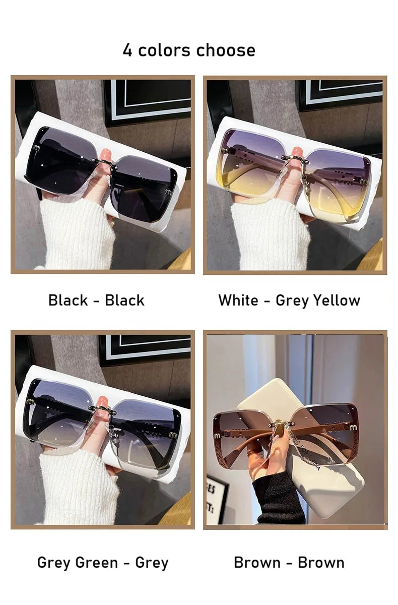 QVQV Luxury Designer Square Sunglasses Women High Quality Letters Sun Glasses Ladies Vintage Trendy Driving Eyewear Gafas De Sol
